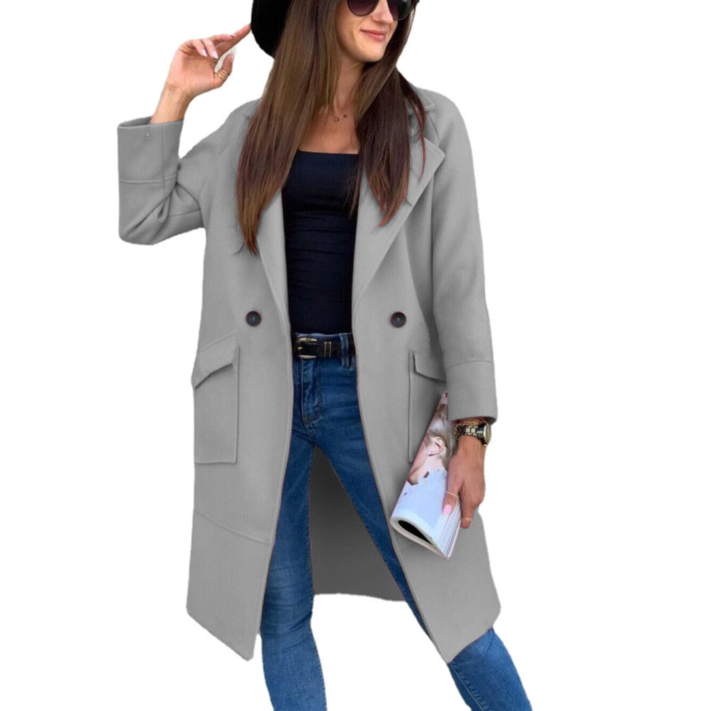 Damen Elegante und vielseitige Longjacke mit praktischen Taschen und Button-Details Drune