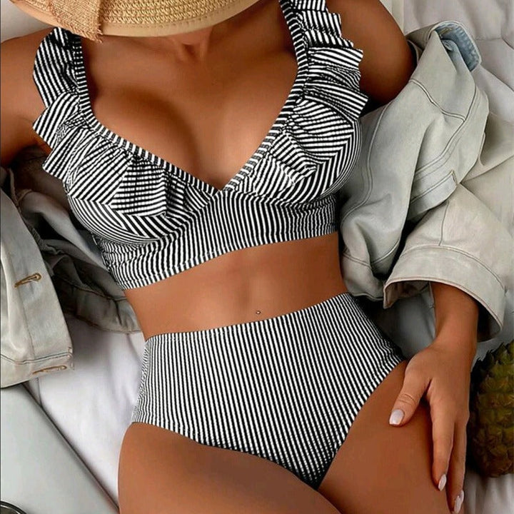 Damen Zweiteiliges Badeoutfit mit Rüschen Drune