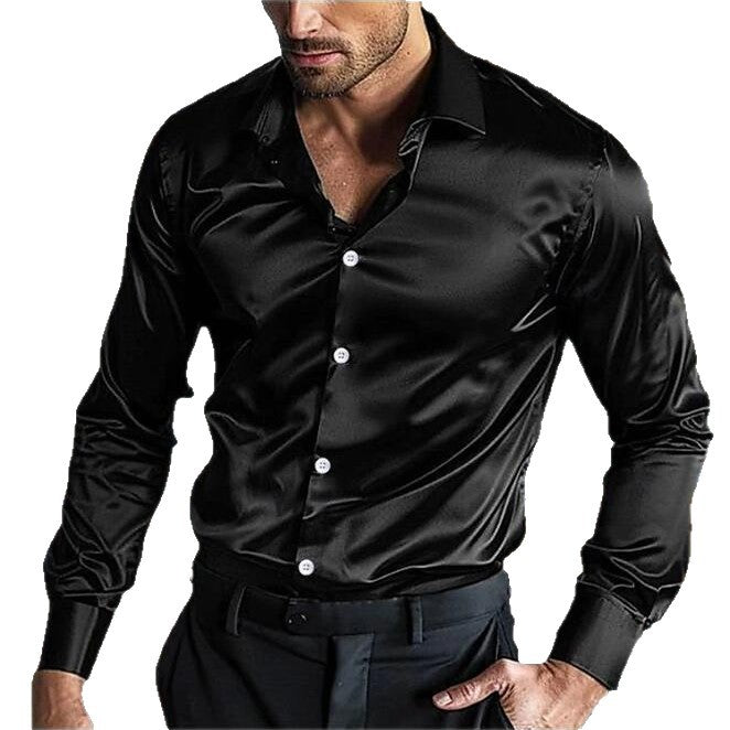 Herren elegante Langarm-Hemd mit komfortablem Schnitt und glänzendem Finish Drune