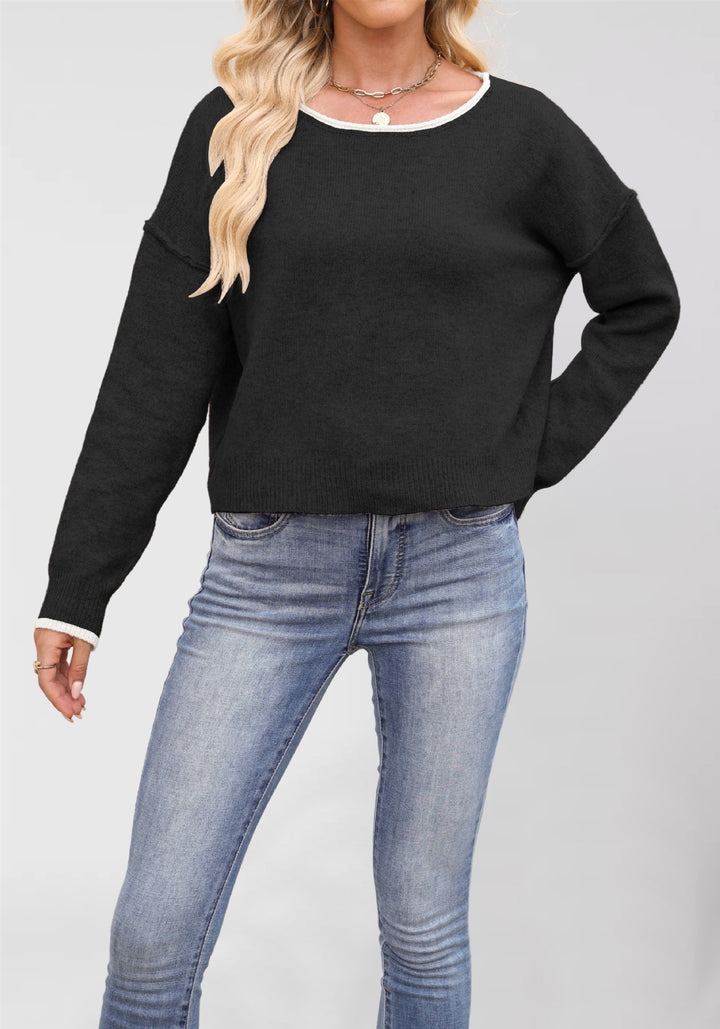 Damen lässiger Pullover mit weitem Schnitt und sanften Texturen Drune