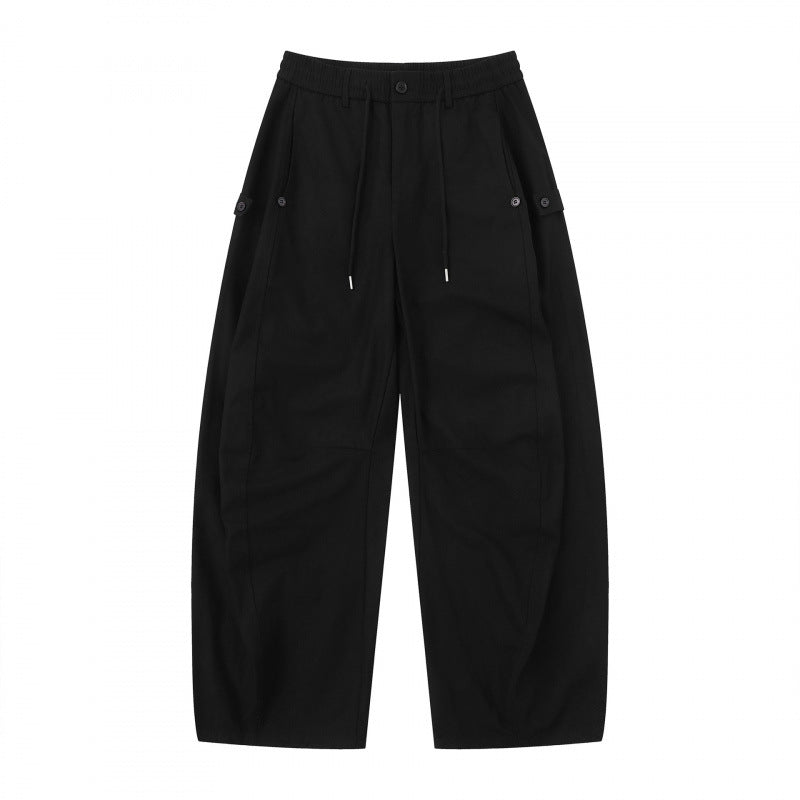 Damen Weite Culotte-Cargo-Hose mit elastischem Bund, Tunnelzug und aufgesetzten Taschen Drune