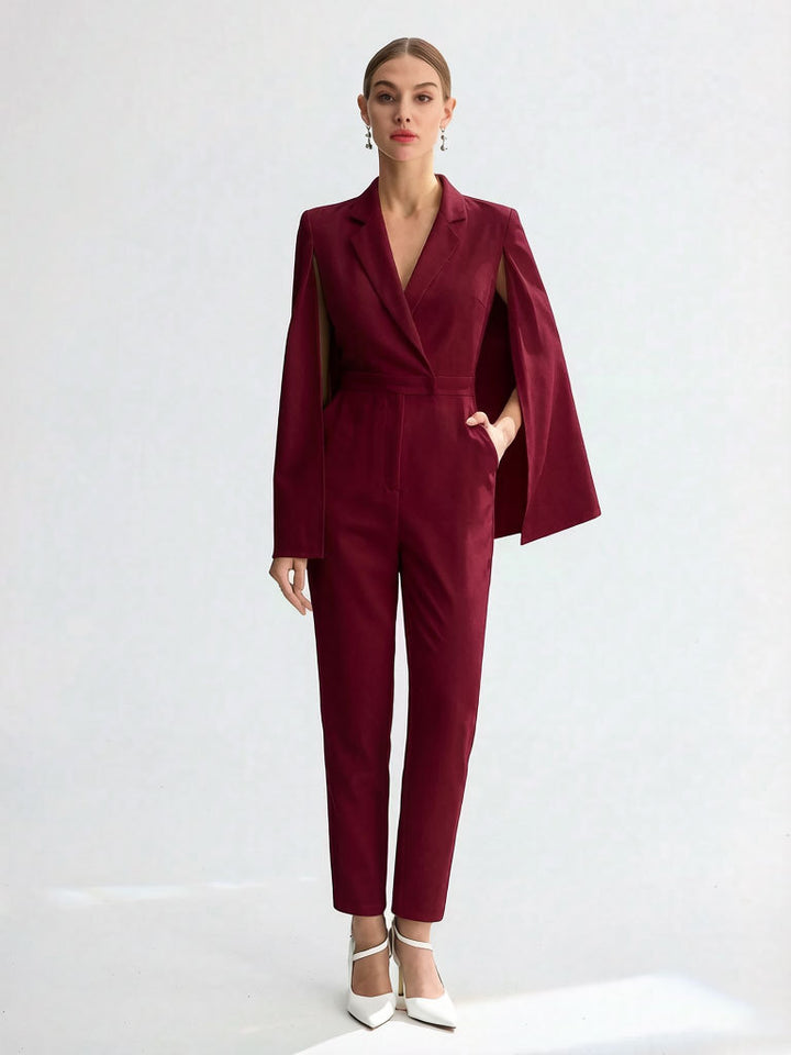 Damen Eleganter Jumpsuit mit Cape-Detail Drune