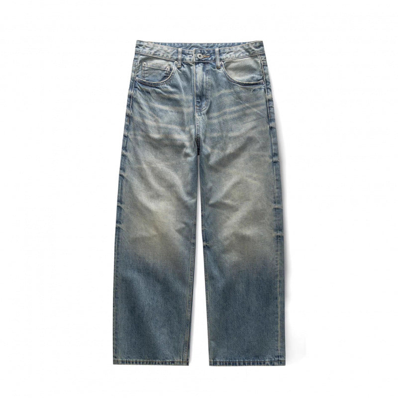 Damen Weitgeschnittene Straight‑Leg Jeans mit hoher Taille und Vintage‑Waschung Drune