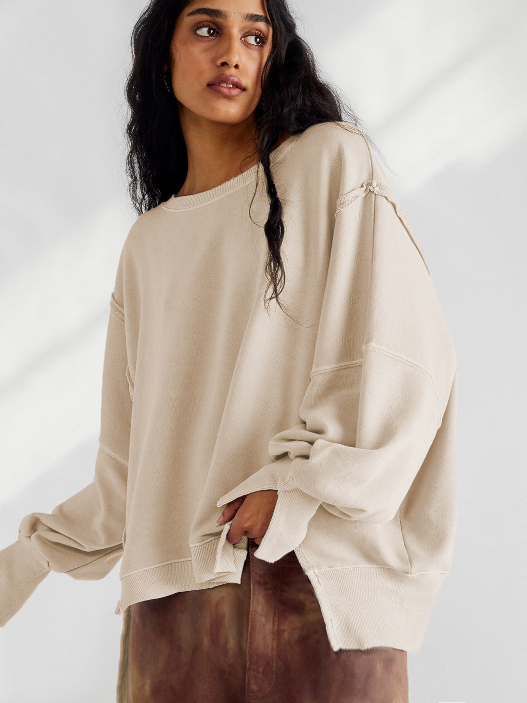 Damen Oversized Sweatshirt im entspannten Stil mit auffälligen Puffärmeln Drune