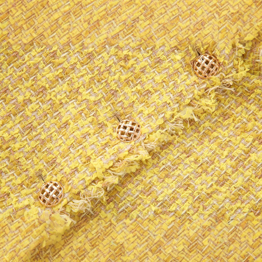 Damen Bouclé‑Tweed‑Cropped‑Jacke mit Fransen und Zierknöpfen Drune