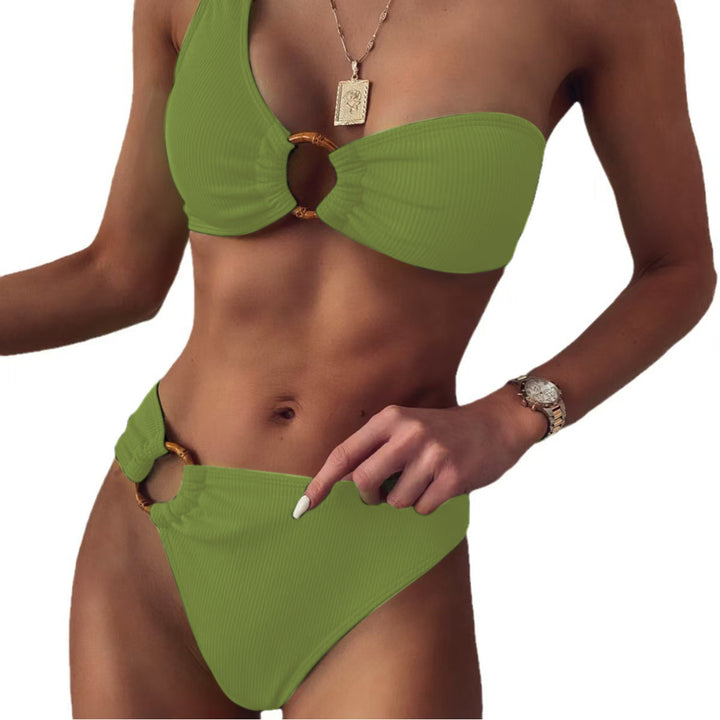 Damen Stilvoller Triangel-Bikini mit goldenen Details Drune