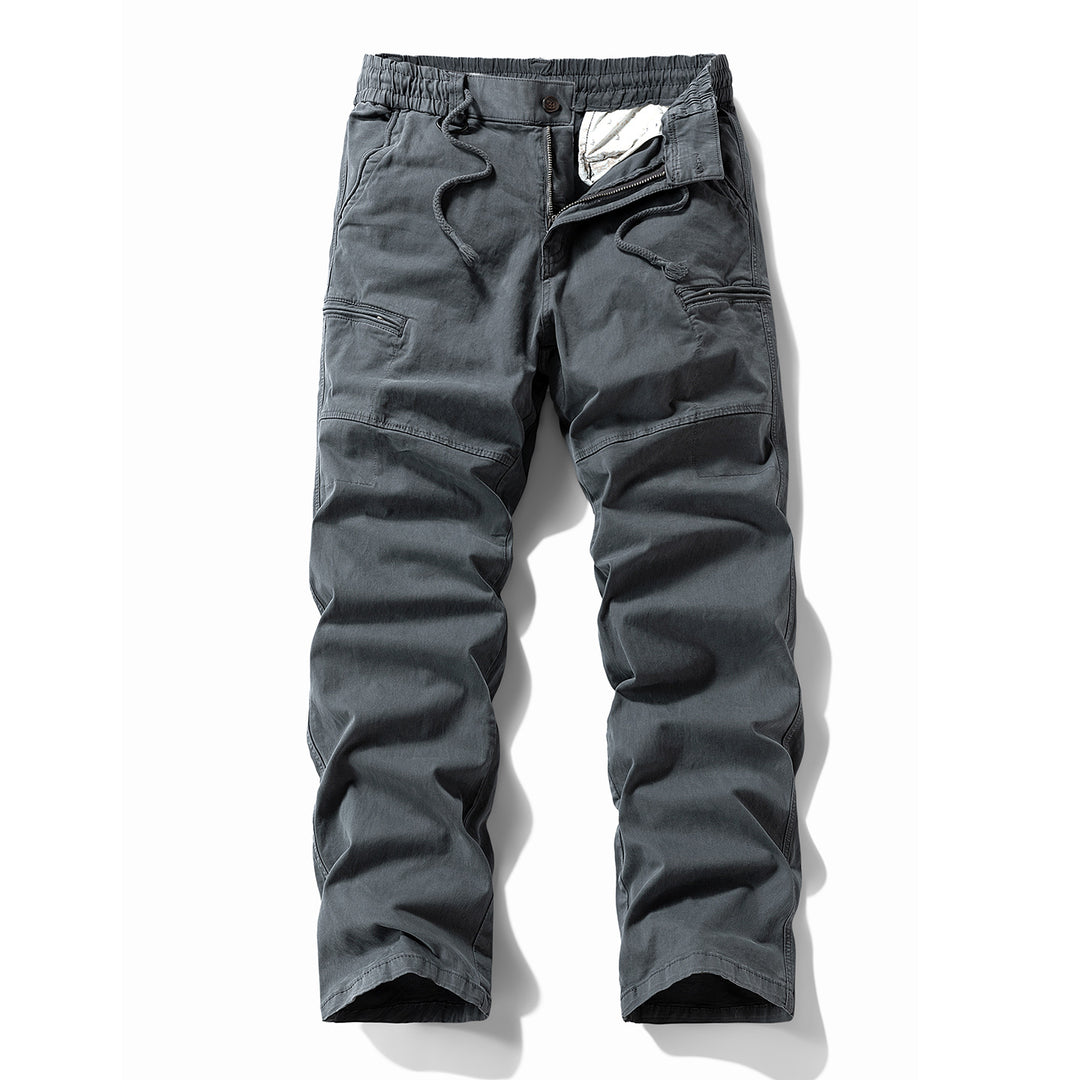 Herren Komfort-Canvas-Cargo-Hose mit elastischem Tunnelzugbund, Kniepaneelen und Multifachtaschen Drune