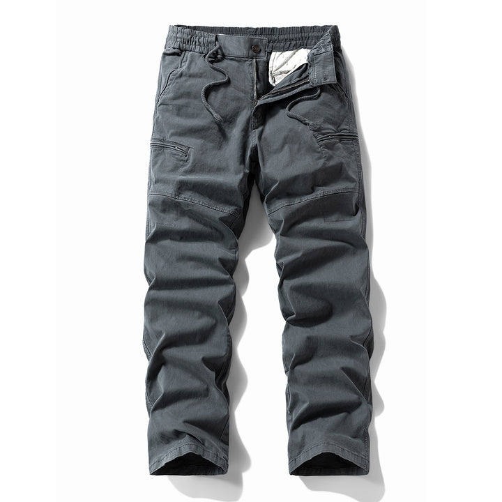 Herren Komfort-Canvas-Cargo-Hose mit elastischem Tunnelzugbund, Kniepaneelen und Multifachtaschen Drune
