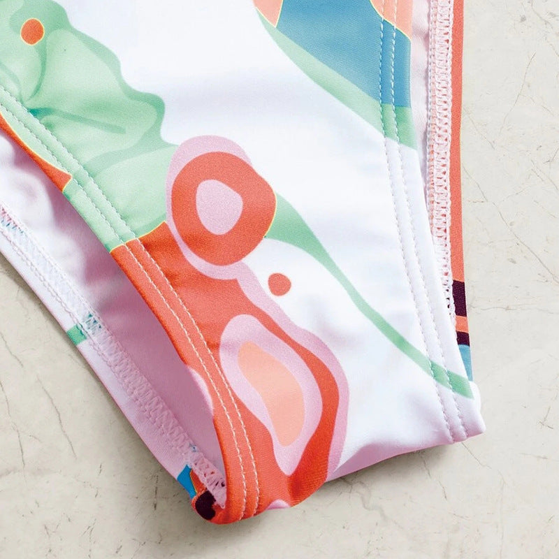 Damen Triangel-Bikini-Set mit verstellbaren Trägern und kreativem Print Drune