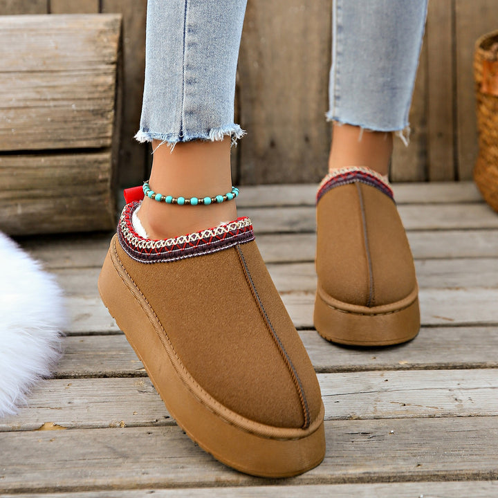 Damen Gefütterte Hausschuhe-Mules mit Teddyfutter und dekorativem Strickbesatz Drune