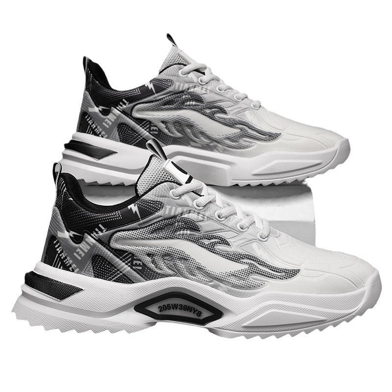 Unisex leichte Fashion-Plateau-Sneaker mit atmungsaktivem Mesh, dynamischem Wellenprint und gepolstertem Einstieg Drune