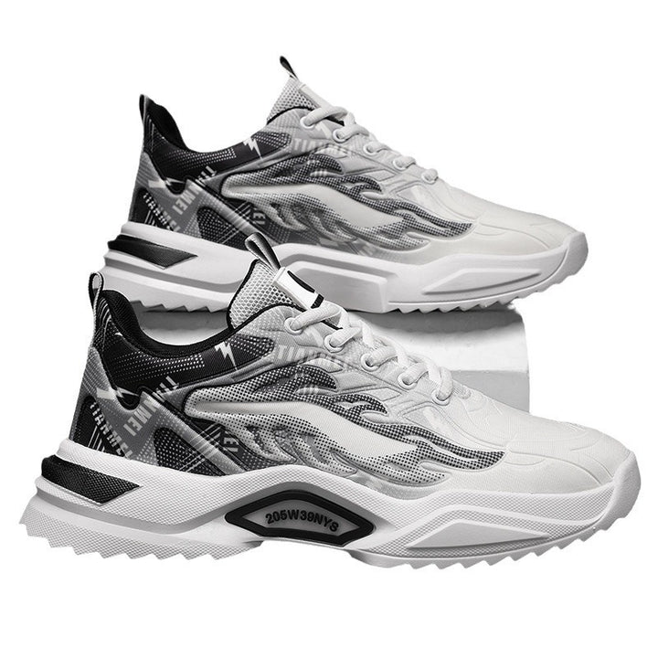 Unisex leichte Fashion-Plateau-Sneaker mit atmungsaktivem Mesh, dynamischem Wellenprint und gepolstertem Einstieg Drune
