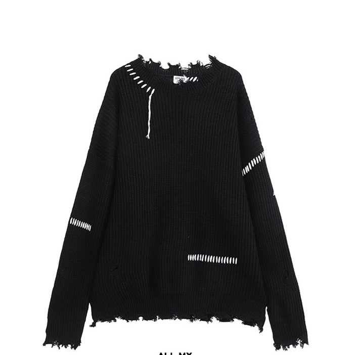 Herren lässiger Strickpullover mit fransigen Abschlüssen Drune