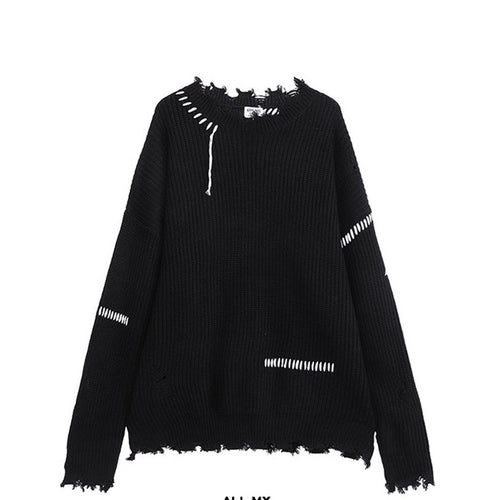Herren lässiger Strickpullover mit fransigen Abschlüssen Drune