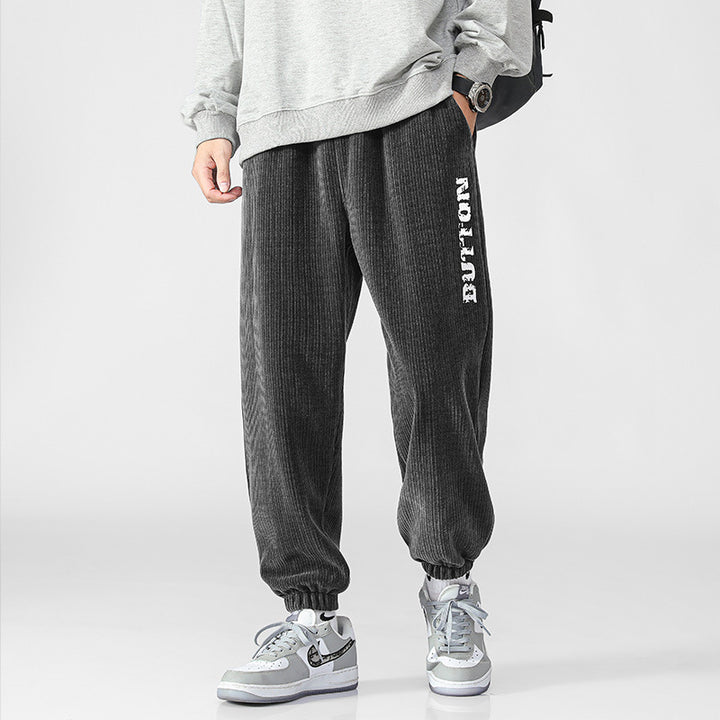 Herren Weiche Cord-Jogginghose im Relaxed-Fit mit elastischem Bund und Bündchen Drune