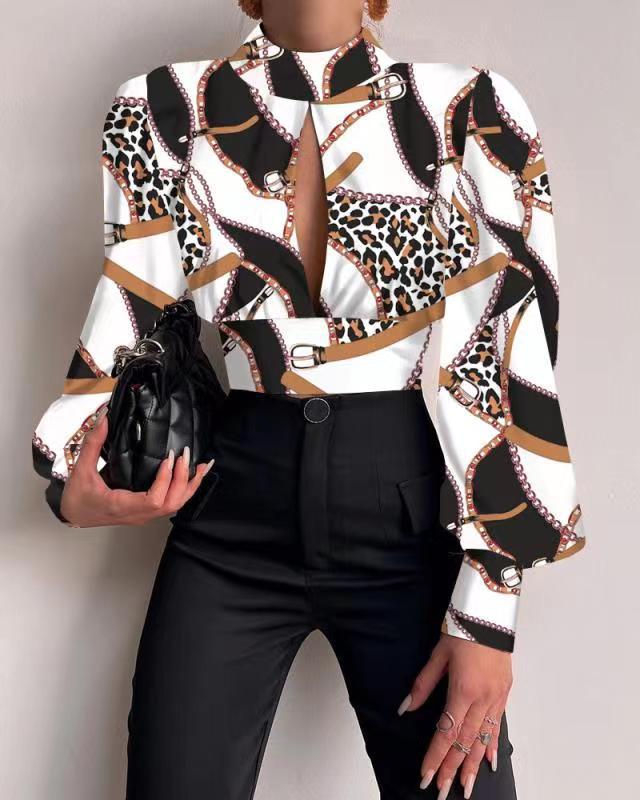Damen modische Bluse mit grafischem Design Drune