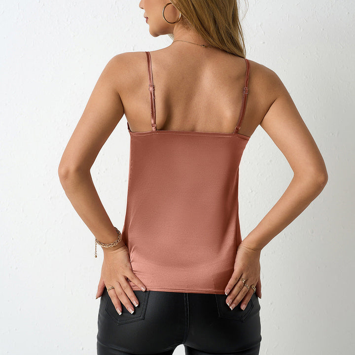 Damen Satin Top mit elegantem Herzausschnitt Drune