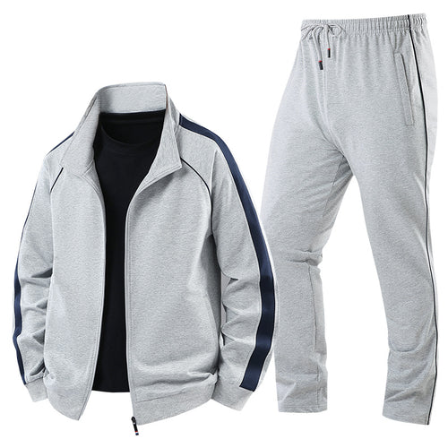 Herren Leichter Freizeit-Trainingsanzug-Set mit Reißverschlussjacke, elastischer Bund & Reißverschlusstaschen Drune
