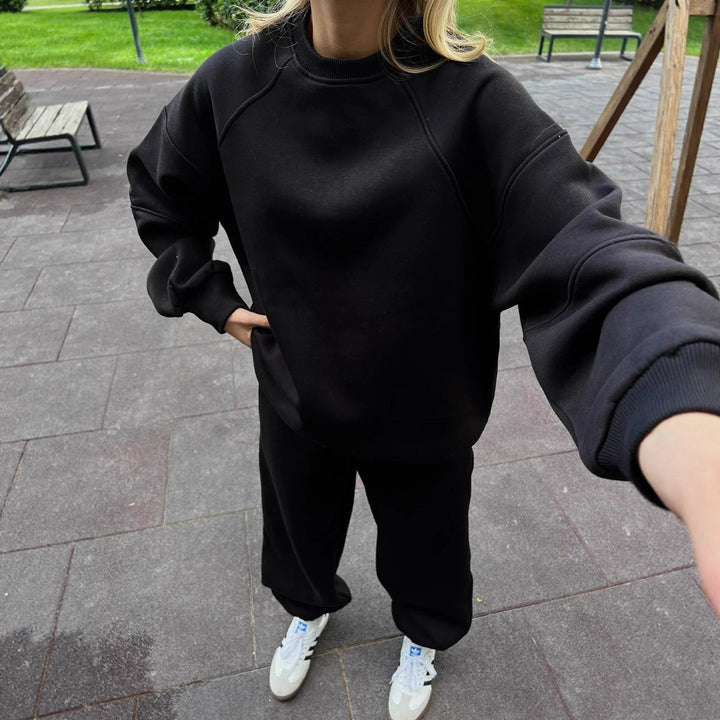 Damen lässiges Sweatshirt und weit geschnittene Jogginghose Set Drune