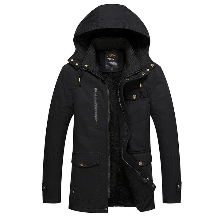 Herren Utility-Parka mit kuscheliger Sherpa‑Fütterung, Kapuze und Cargo‑Taschen Drune