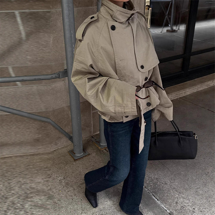 Damen modischer Oversize-Trenchcoat mit schmalem Gürtel Drune