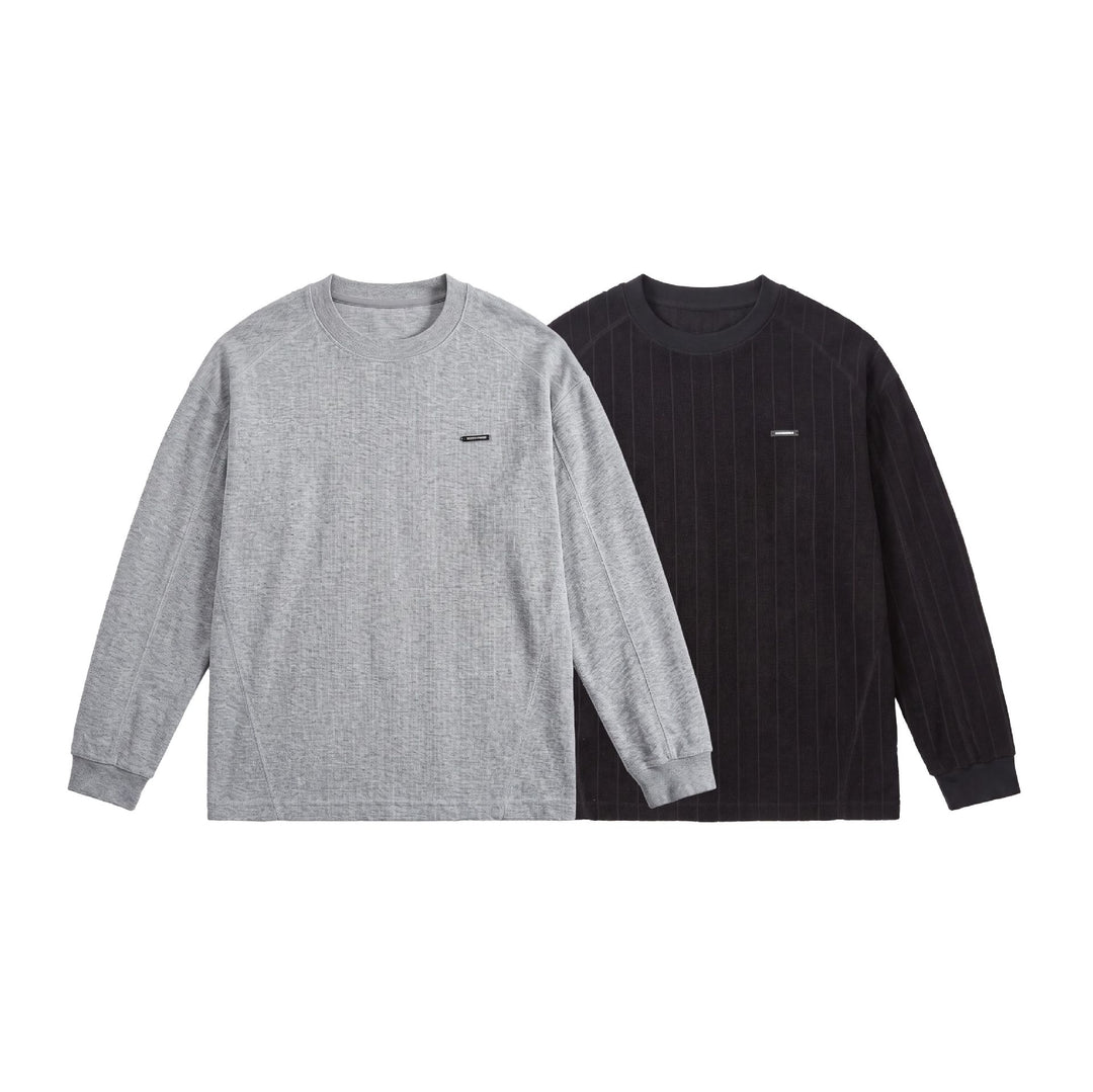 Unisex Gerippter Oversize-Pullover mit Raglanärmeln und Metalllogo Drune