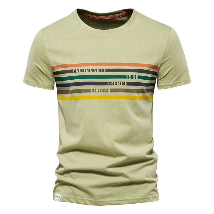 Herren T-Shirt mit modernem Streifendruck und weichem Stoffmaterial Drune