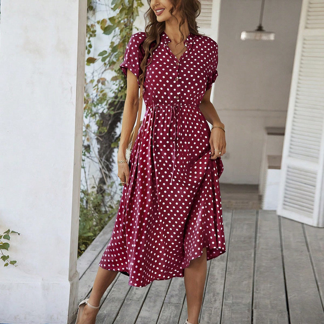 Damen Sommerkleid mit Knopfverschluss und taillierten Design Drune