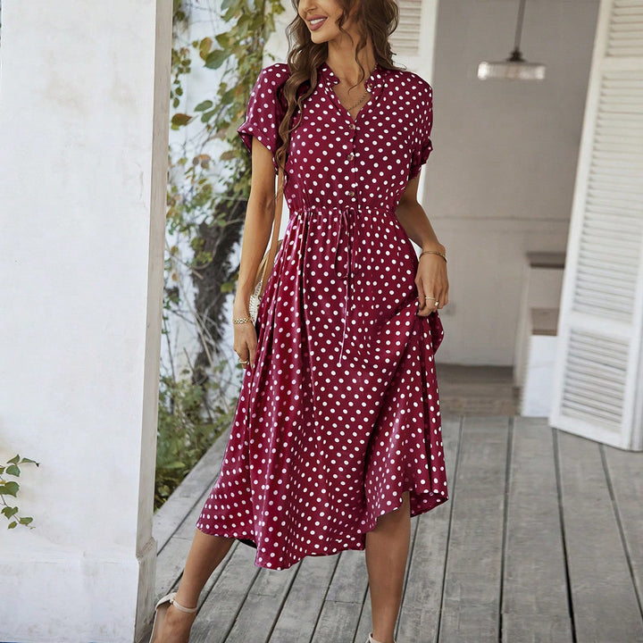 Damen Sommerkleid mit Knopfverschluss und taillierten Design Drune