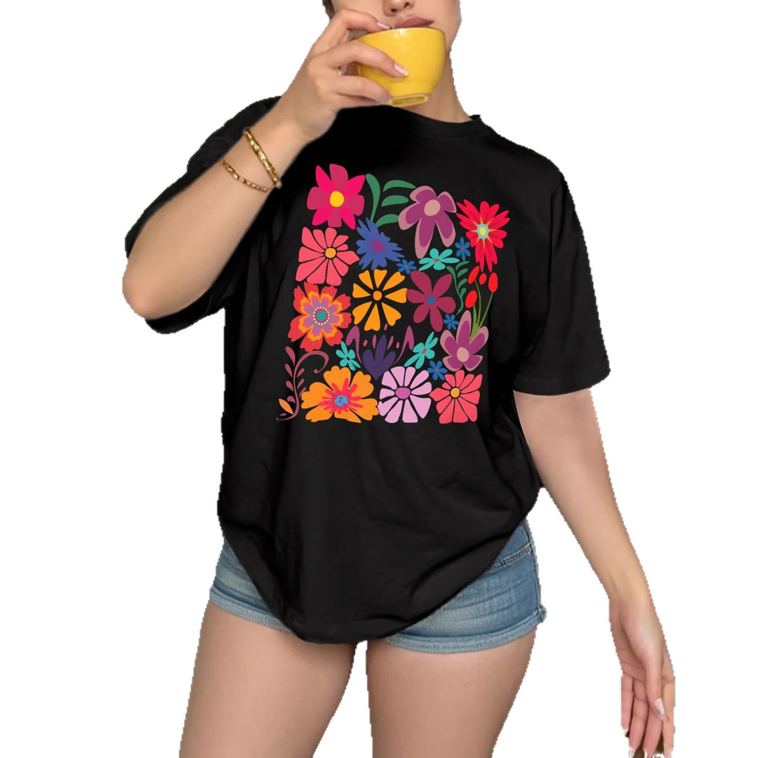 Damen T-Shirt mit buntem Blumenprint Drune