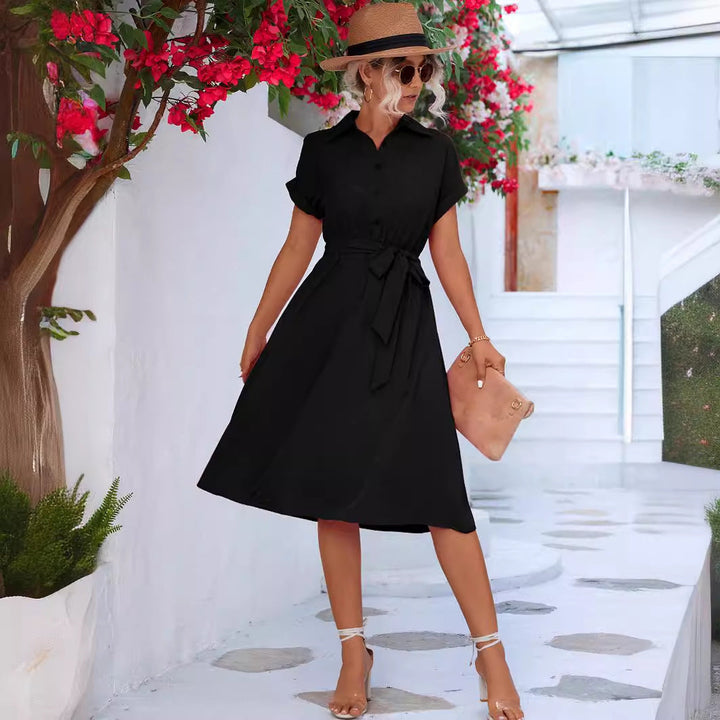 Damen Hemdblusenkleid mit eleganter Taillierung und modischem Bindegürtel Drune