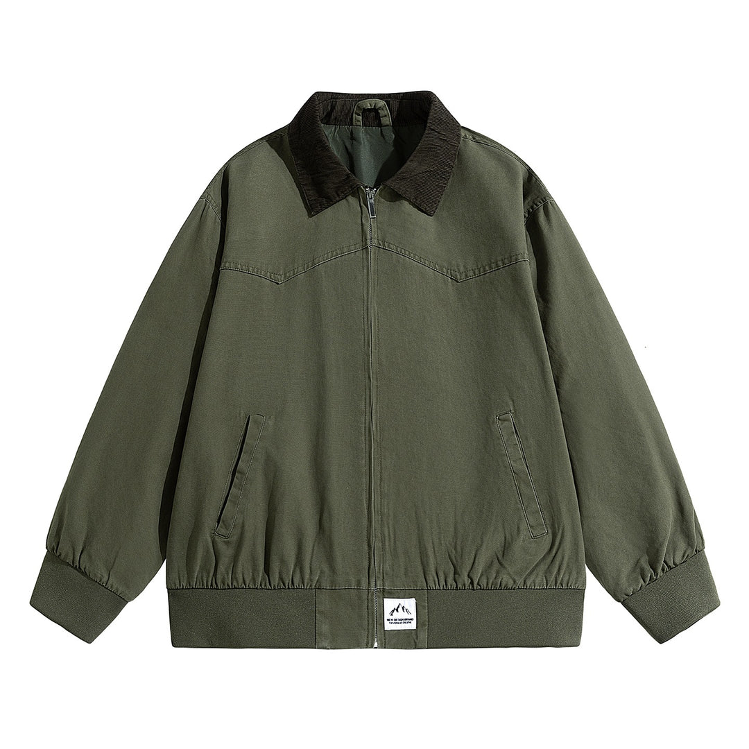 Herren Oversize-Field-Bomberjacke mit Cordkragen, elastischem Saum & verdecktem Reißverschluss Drune