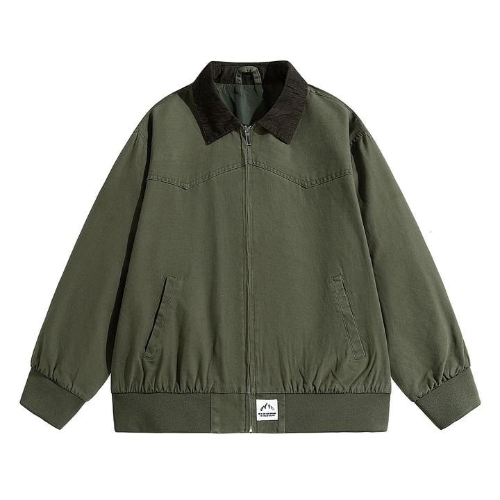 Herren Oversize-Field-Bomberjacke mit Cordkragen, elastischem Saum & verdecktem Reißverschluss Drune
