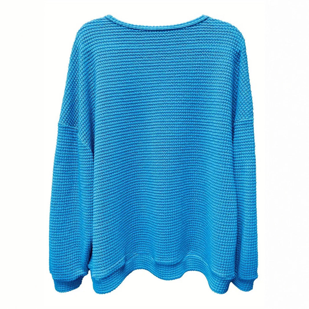 Damen lässiger Strickpullover mit weitem Schnitt und elastischen Bündchen Drune
