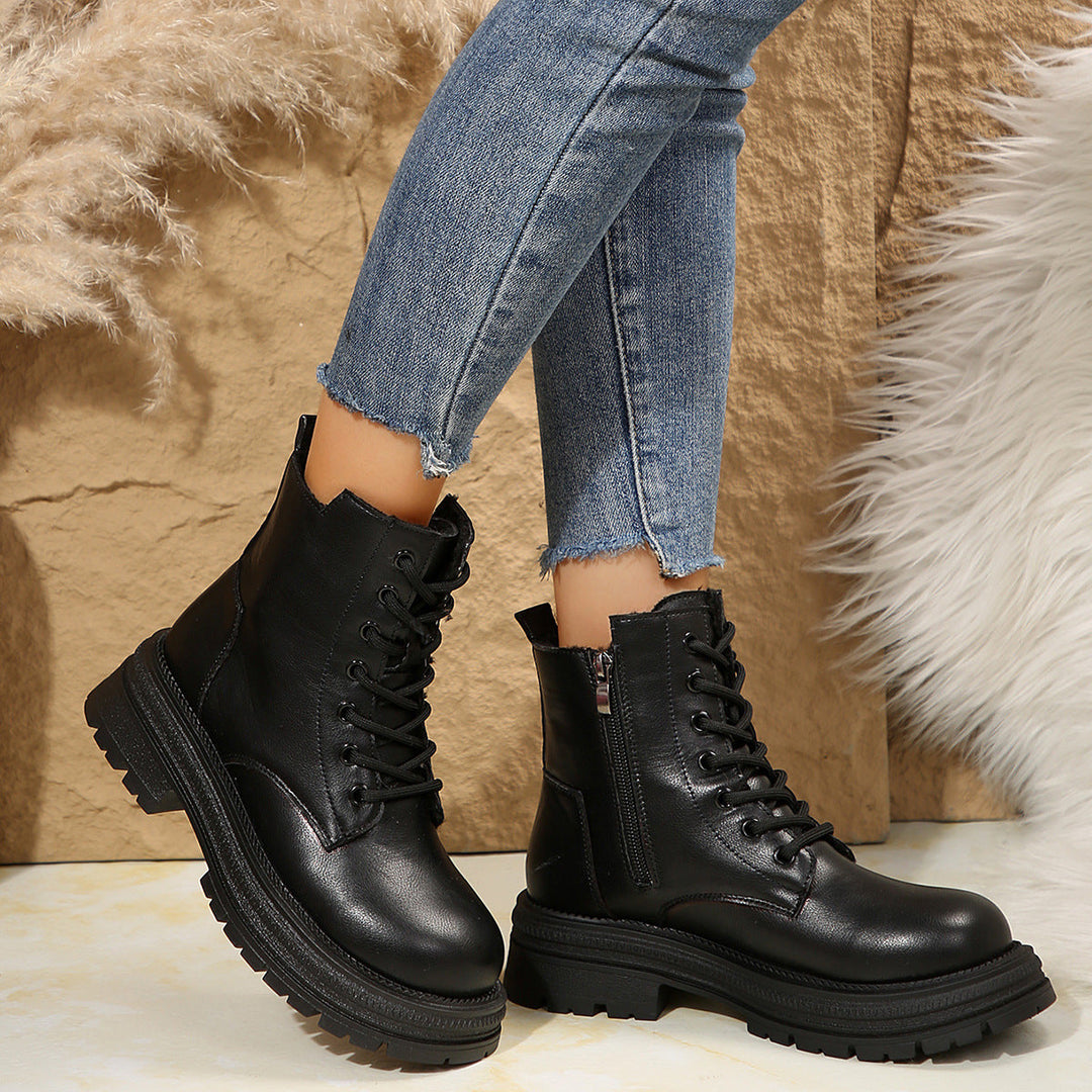 Damen Schnürboots mit robustem Profil und modischem Reißverschluss Drune
