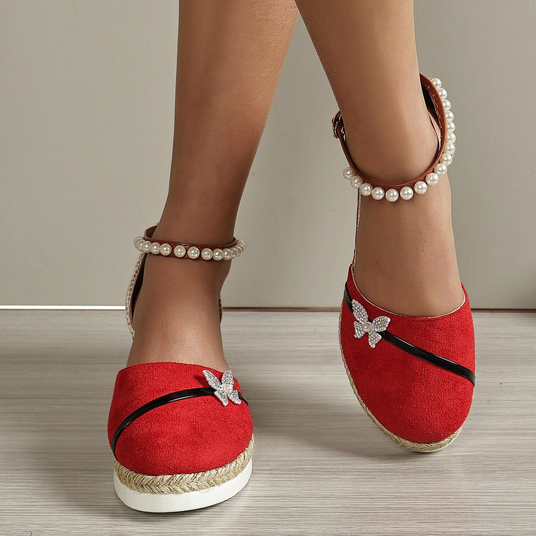 Damen Espadrilles mit funkelnden Schmetterlingsapplikationen Drune