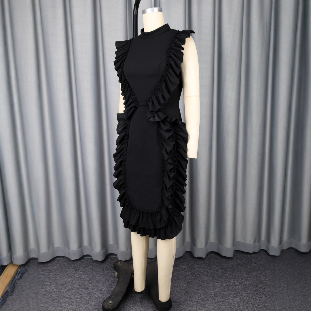 Damen Designer Kleid mit Rüschendetails Drune