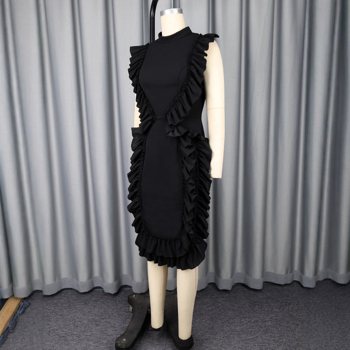 Damen Designer Kleid mit Rüschendetails Drune