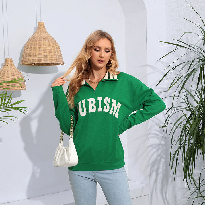 Damen Sportlicher Pullover mit kontrastierendem Kragen Drune