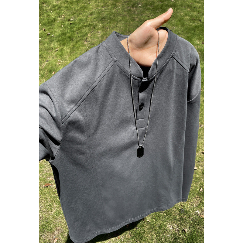 Herren Lässiges Langarmshirt mit Knopfleiste Drune