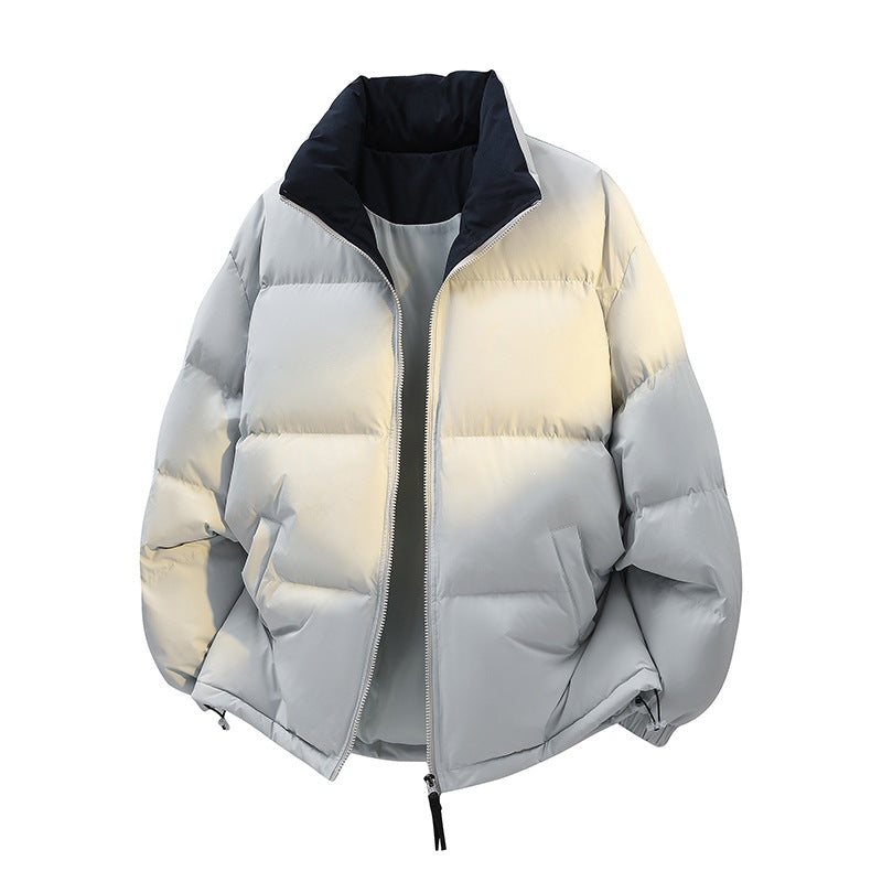 Unisex Oversize-Steppjacke mit hohem Kragen, zweifarbiger Innenfütterung & verstellbarem Saum Drune