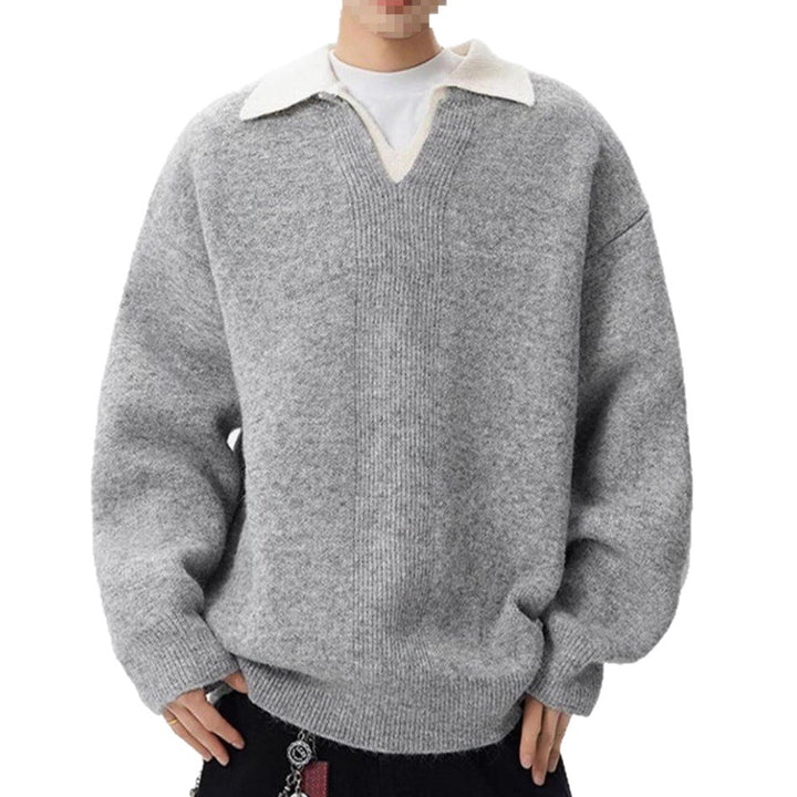 Damen Eleganter Grobstrickpullover mit V-Ausschnitt Drune