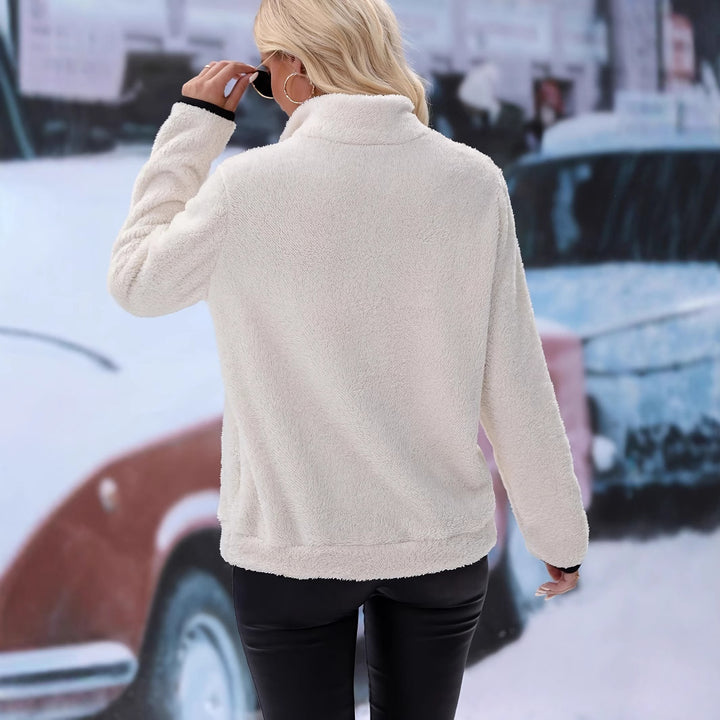 Damen Fleece Pulli mit kurzem Reißverschluss und Kängurutasche Drune