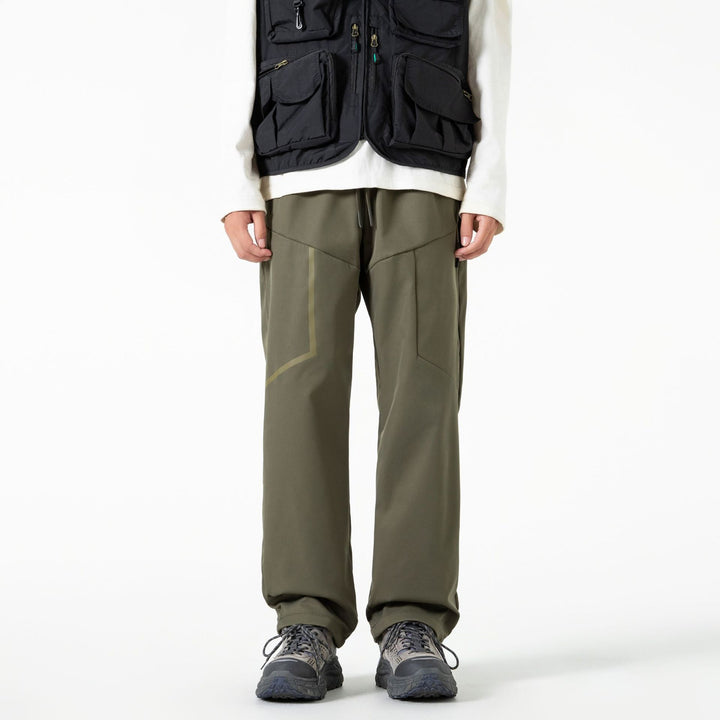 Herren Atmungsaktive Softshell-Cargo-Hose mit Tunnelzugbund, Zipper-Seitentasche und geradem Schnitt Drune