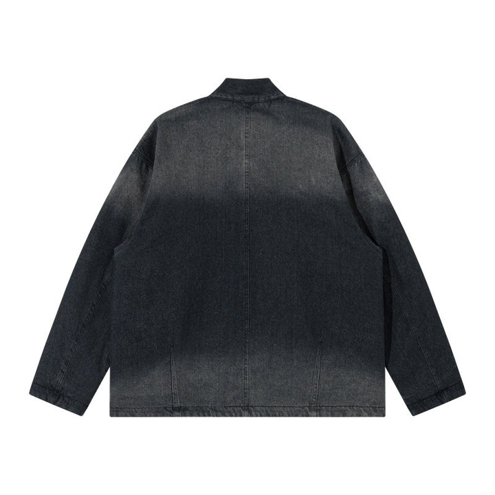 Unisex Jeans-Kimonojacke mit Bindegürtel und gemusterter Futterung Drune