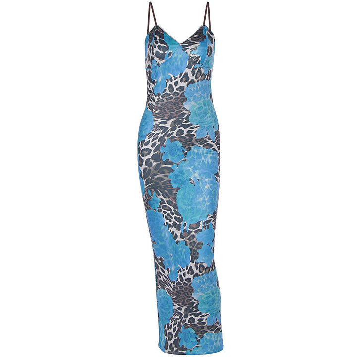 Damen Langes Kleid mit trendigem Blumen- und Animal-Print Drune