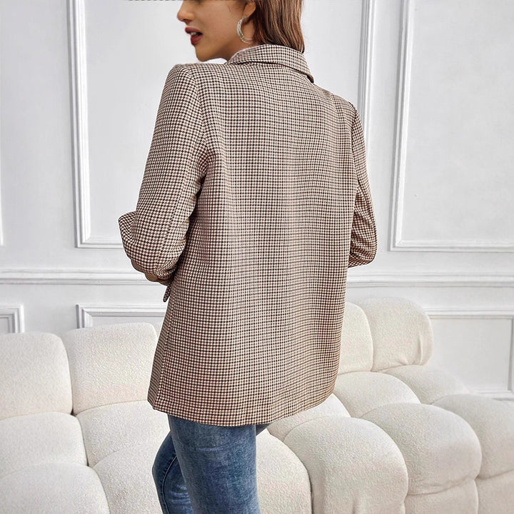Damen Glencheck-Blazer im Oversize-Schnitt mit Paspeltaschen und leicht gepolsterten Schultern Drune