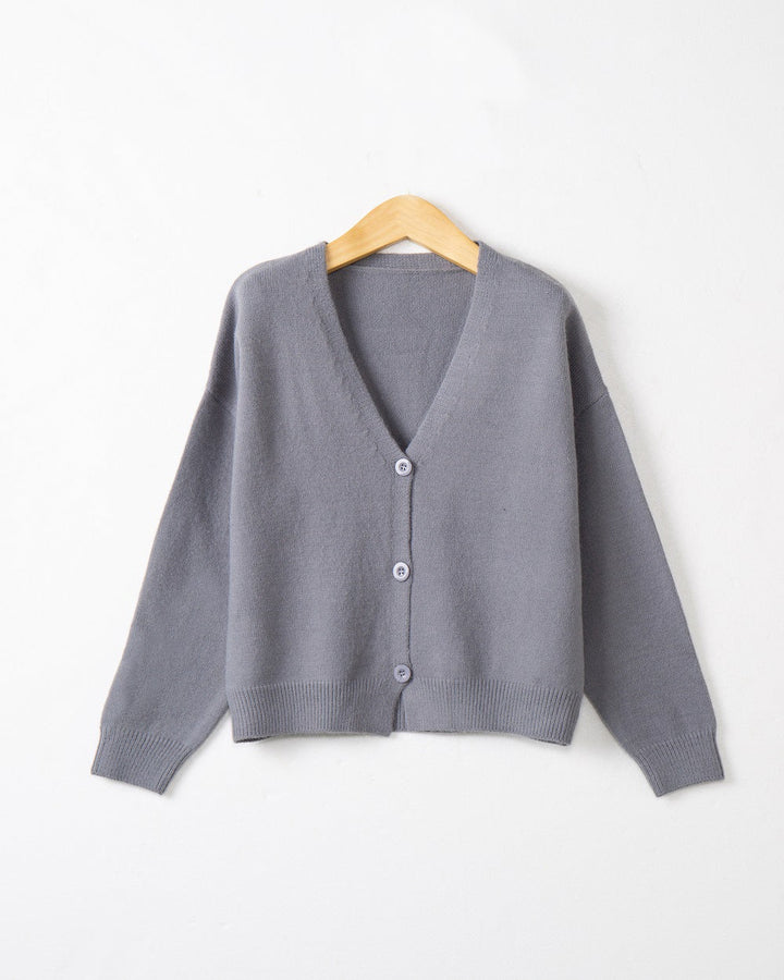 Damen Strickjacke mit V-Ausschnitt und Knopfdetails Drune