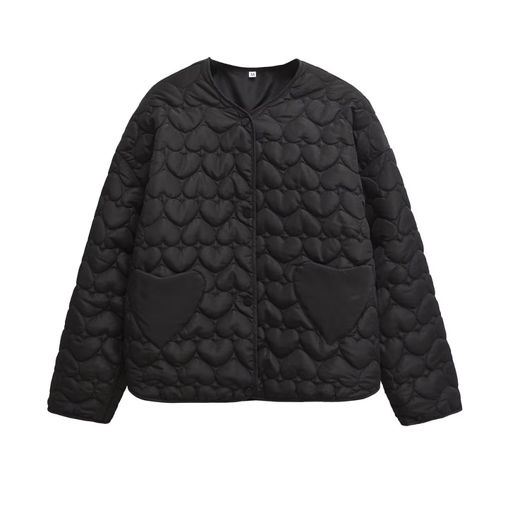 Damen Gesteppte Boxy-Übergangsjacke mit Herzsteppung und Herztaschen Drune