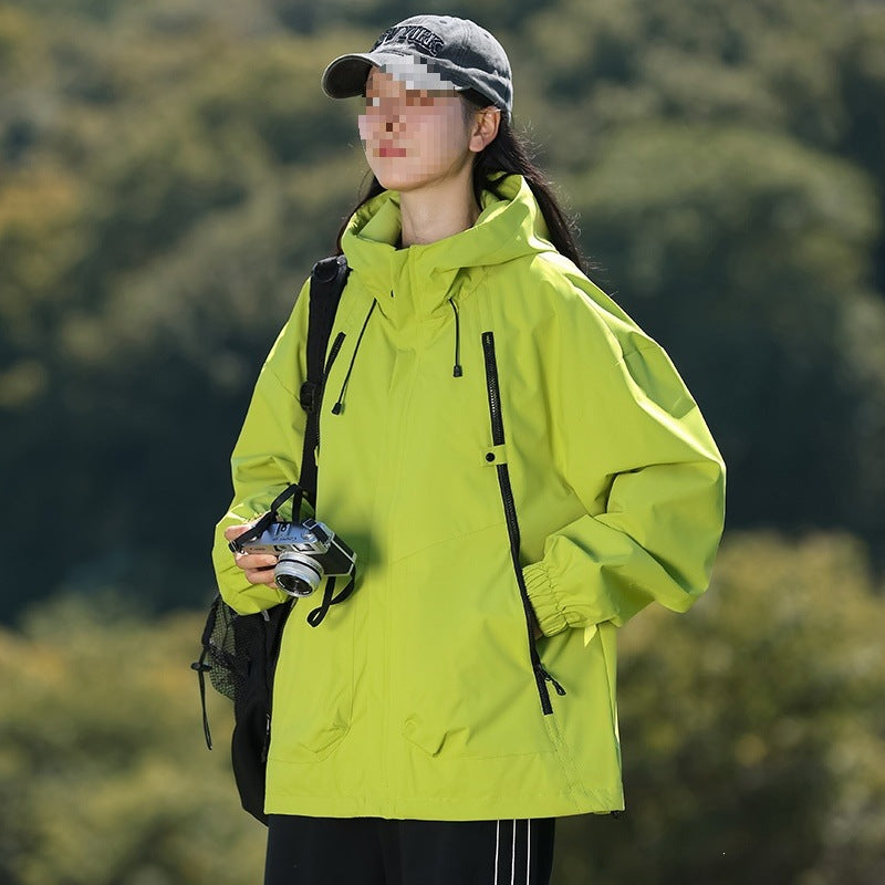 Herren Leichte winddichte Utility-Übergangsjacke mit Kapuze, Multifunktions-Reißverschlüssen & verstellbarem Saum Drune